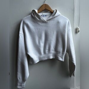 Zara white Cropped Hoodie